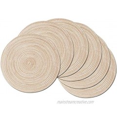 SHACOS Round Braided Placemats Set of 6 Washable Round Placemats for Kitchen Table 15 inch Beige 6