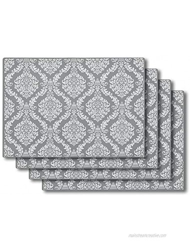 SUBEKYU Silicone Placemats for Dining Table Place Mats for Toddlers Kids Baby Set of 4 Waterproof Non Slip Rubber Placemats Heat Resistant Table Mats for Kitchen Counter Protector Light Grey