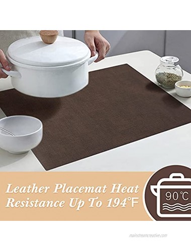 SUEH DESIGN Leather Placemats Set of 6 Reversible Table Mats Heat Resistant Waterproof Place Mats for Dining Table Kitchen Parties