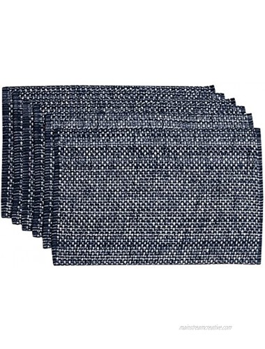 Sweet Home Collection Trends Two Tone 100% Cotton Woven Placemat 6 Pack 13x19 Navy