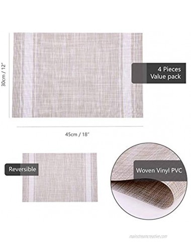 Table Mats Set of 4 Placemats for Dining Wipeable Heat-Resistant Woven Vinyl PVC Washable Modern Outdoor Placemat Kitchen Indoor Decorations