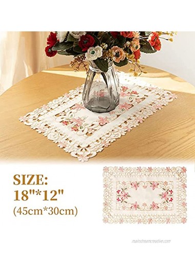 Tayis Cloth Placemats Set of 6 Cutwork Embroidered Floral Flower Dresser Scarf for Home Kitchen Dining Tabletop Christmas Decoration Pattern 7 11.8×17.7