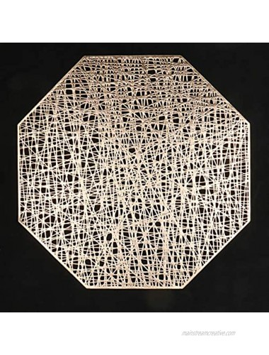 U'Artlines Octagonal Placemats Hollow Out Mats Vinyl Non-Slip Heat Insulation Kitchen Table MatsOctagonal Gold 6pcs