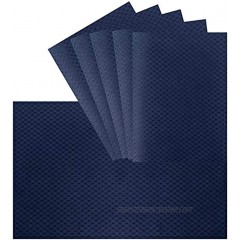 VCVCOO Anti-Stain Double Sided Placemats for Dining Table,13 by 19 inches Cloth Placemats Set of 6 Pieces Navy Blue Waffle Woven Fabric Table Mats Machine Washable