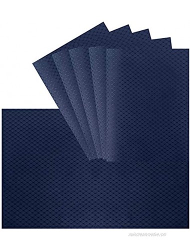 VCVCOO Anti-Stain Double Sided Placemats for Dining Table,13 by 19 inches Cloth Placemats Set of 6 Pieces Navy Blue Waffle Woven Fabric Table Mats Machine Washable