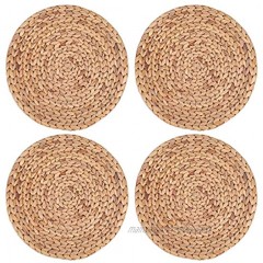 Yesland 4 Pack 11.8'' Rattan Tablemats and Woven Placemats Natural Round Braided Water Hyacinth Weave Placemat No-Slip Heat Resistant Mats for Table Coasters Pots Pans & Teapots in Kitchen