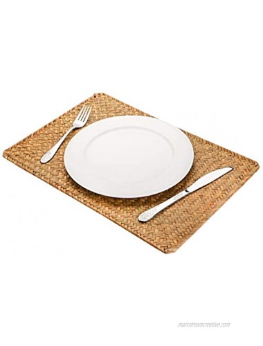 Yesland 6 Pack Natural Seagrass Place Mat 17 x 11.8 Inches Woven Rectangular Rattan Placemats Perfect Table Mat for Dining Table and Kitchen Table