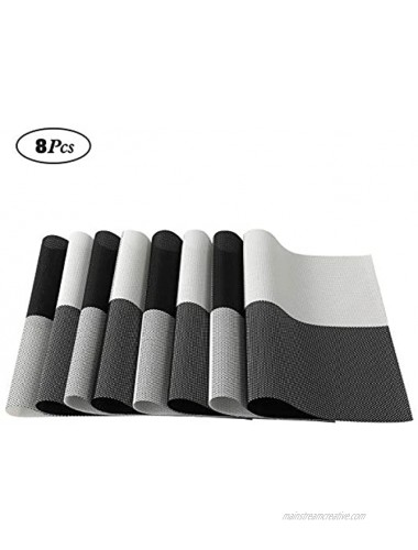 Zoymensu Placemats Set of 8,Washable Heat Resistant Non-Slip Fashionable Placemats for Dinning Table Black and White