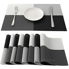 Zoymensu Placemats Set of 8,Washable Heat Resistant Non-Slip Fashionable Placemats for Dinning Table Black and White