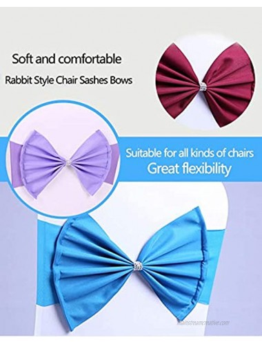 10 Pcs Pink Spandex Chair Sashes Bows for Wedding Reception- Universal Chair Cover Back Tie Supplies for Banquet Party Hotel Event Decorations