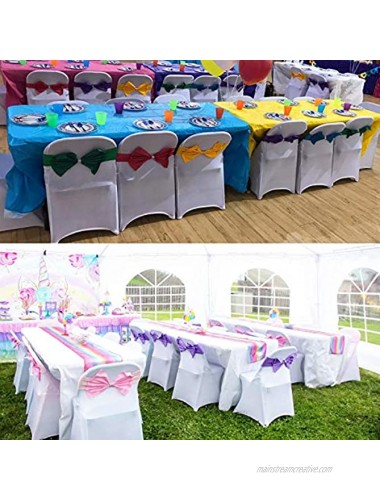 10 Pcs Pink Spandex Chair Sashes Bows for Wedding Reception- Universal Chair Cover Back Tie Supplies for Banquet Party Hotel Event Decorations