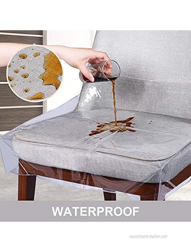 Aaskuu Waterproof PVC Dining Chair Protector with Adjustable Belt Strap Removable Plastic Covers Clear Slipcovers for Dining Room Chair