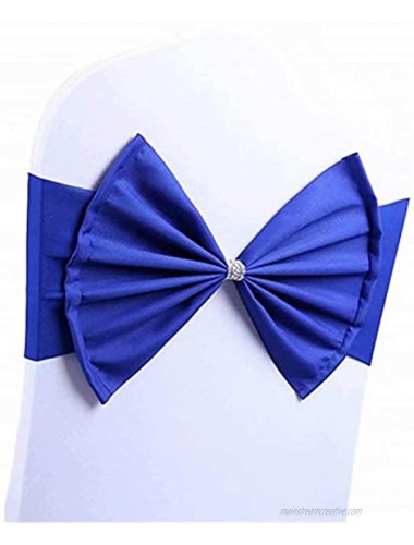 Aimerker Chair Sashes 10Pack Elastic Slider Chair Bow Spandex Chair Cover Bands Party Chair Ribbons for Wedding Banquet Decorations Royal