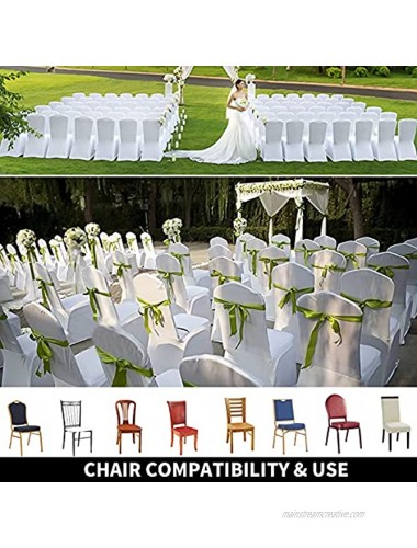 Amon Tech 50 Pcs White Chair Covers Polyester Spandex Chair Cover Stretch Slipcovers for Wedding Party Dining Banquet