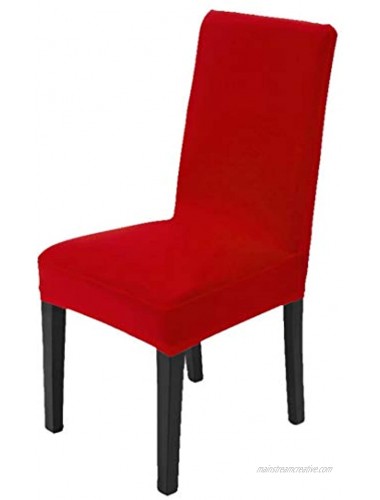Awland Dining Chair Slipcovers Protector Removable Short Stretch Spandex Dining Room Banquet Chair Seat Cover for Kitchen Bar Hotel and Wedding Ceremony 4PCS Red