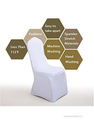 AYSUM 10 PCS White Spandex Chair Covers for Party Universal Stretch Chair Slipcovers Protector for Wedding Banquet Dining Room Chair Covers for Living Room