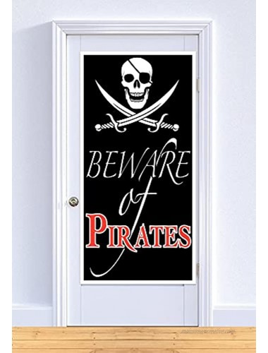 Beistle Beware of Pirates Door Cover,Black White Red