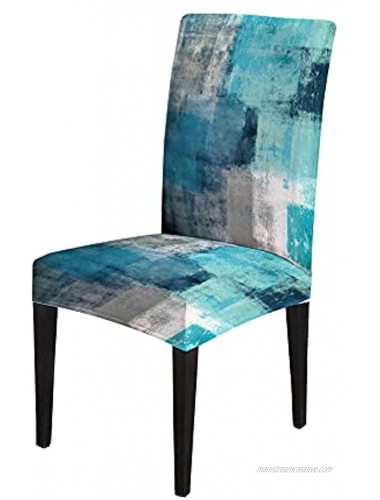 CAPSCEOLL Turquoise Chair Cover Grey Abstract Art Chair Covers Dining Room Chair Slipcover Set of 4 for Kitchen