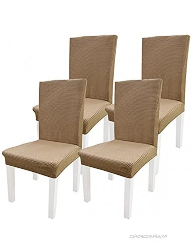 Chair Covers for Dining Room Set of 4 Stretchy Anti-Dirty Kitchen Chair Covers for Parsons Chair with Scratch-Resistant Raised Grids Pattern Chair Slipcovers Washable Dining Chair Covers