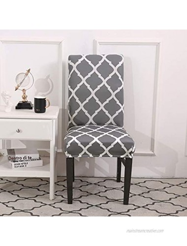 CHICHIC Stretch Removable Short Dining Chair Protector Cover Washable Seat Slipcover for Kitchen Hotel Dining Room Ceremony Banquet Wedding Party Set of 4 Pattern 1 Grey