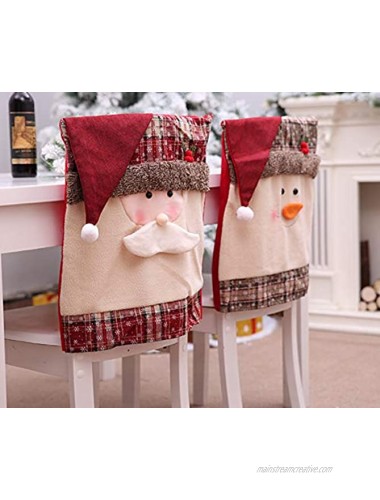 Christmas Chair Covers Dining Chair Covers Christmas Chair Back Cover Snowman Santa Claus Hat Slipcovers Decoration 2Pcs