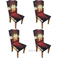 Christmas Dining Room Chair Covers Set of 4 Stretch Chairs Removable Protector Cover Washable Dining Chair Covers Great Decor for Home Party Banquet and Christmas Decoration