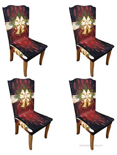 Christmas Dining Room Chair Covers Set of 4 Stretch Chairs Removable Protector Cover Washable Dining Chair Covers Great Decor for Home Party Banquet and Christmas Decoration
