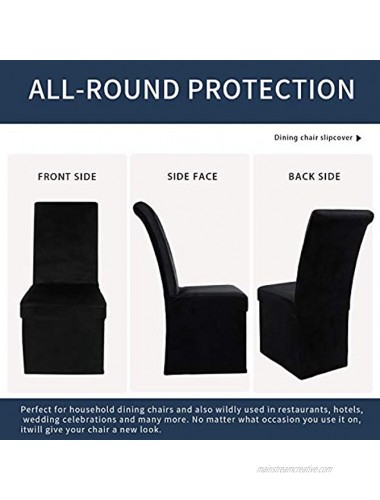 Colorxy Velvet Stretch Chair Covers for Dining Room Soft Removable Long Solid Dining Chair Slipcovers Set of 4 Black