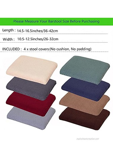 Debruyne 4 Pieces Elastic Rectangle Bar Stool Covers Jacquard Chair Seat Slipcovers Counter Stool Cover Saddle Seat Covers Washable for Wooden Metal Bench Dark Gray