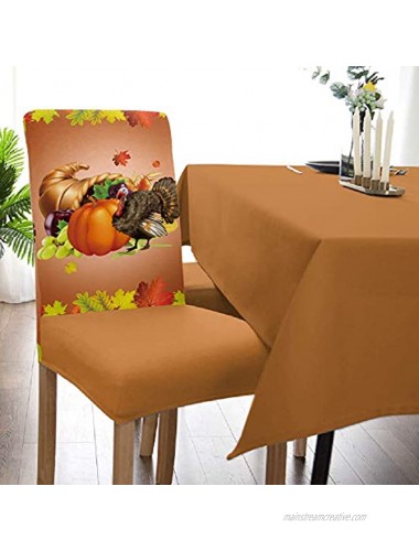 Dining Room Chair Covers Set of 6 Autumn Fall Thanksgiving Day Turkey Pumpkin Harvest Stretch Removable Washable Chair Protector Covers for Kitchen Hotel Wedding Ceremony