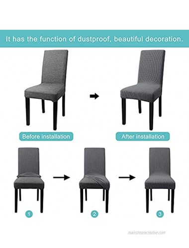 Fab totes DiningChair Slipcovers Set of 4 Washable Dining Chair Covers Stretch Slipcover for Parson Chairs Decorative Chair Cover for Kitchen Dark Grey