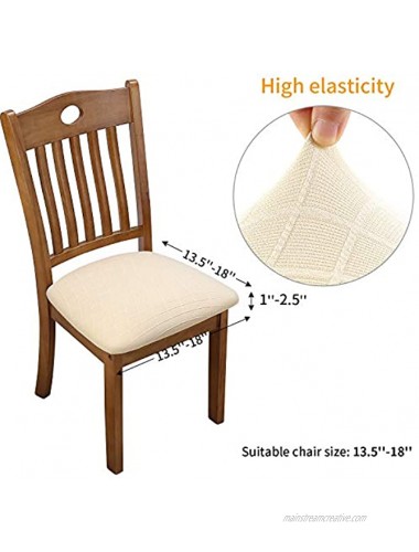 Fuloon 6 Pack Stretch Jacquard Chair Seat Covers Removable Washable Anti-Dust Dinning Room Chair Seat Cushion Slipcovers 6 Beige