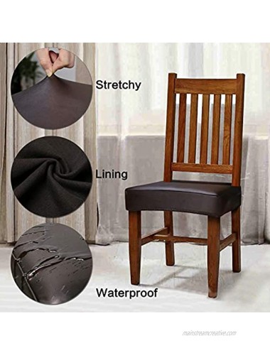 Fuloon Dining Chair Covers,Solid Pu Leather Waterproof and Oilproof Stretch Dining Chair Protctor Cover Slipcover Coffee 4 Sets
