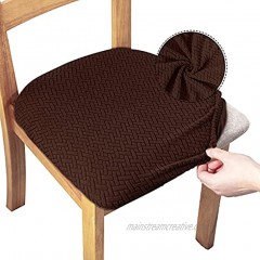 Gemlynn Stretch Jacquard Seat Covers for Dining Room Chairs Classic Kitchen Chair Covers Hotel Party Chocolate 4