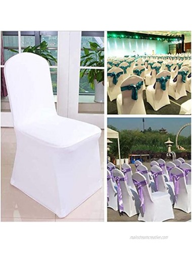 Half Flower Bridal White Chair Covers for Party White Spandex Chair Covers Set of 12 Pcs Wedding Chair Decorations Stretchable Banquet Chair Slipcover