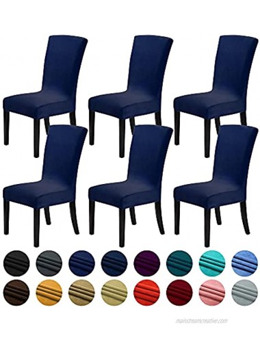 Howhic Velvet Chair Covers for Dining Room Set of 6 Stretchy Dining Chair Covers Washable Kitchen Chair Slipcovers Classy Decor for Home and Banquet Federal Blue 6 Pack