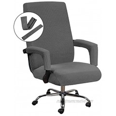 H.VERSAILTEX Home Office Chair Covers Stretchable Computer Desk Chair Covers Mid High Back Universal Executive Boss Chair Covers Gaming Chair Covers Non Slip Thick Jacquard Grey Large