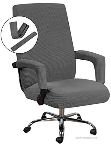H.VERSAILTEX Home Office Chair Covers Stretchable Computer Desk Chair Covers Mid High Back Universal Executive Boss Chair Covers Gaming Chair Covers Non Slip Thick Jacquard Grey Large