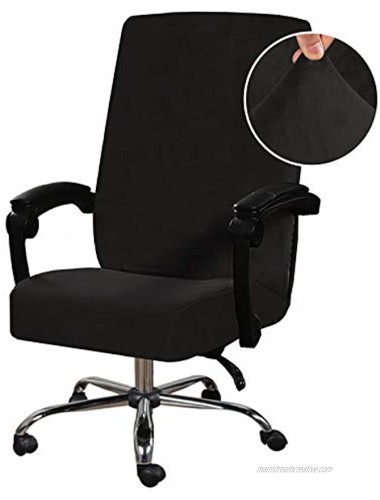 H.VERSAILTEX Velvet Home Office Chair Covers Stretchable Computer Desk Chair Covers Mid High Back Universal Executive Boss Chair Covers Gaming Chair Covers Removable Machine Washable Black