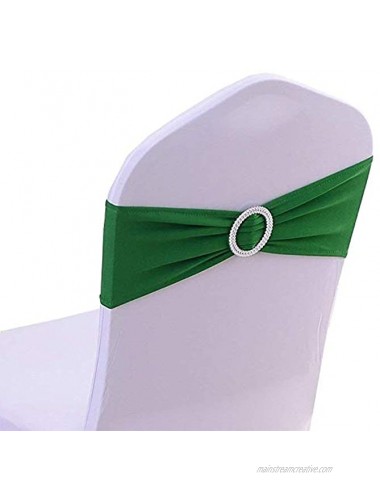Joe&Lory 10 PCS Green Stretch Spandex Chair Sashes Bands with Buckle Slider Sashes Bowfor Wedding Party Decoration Soft Sashes