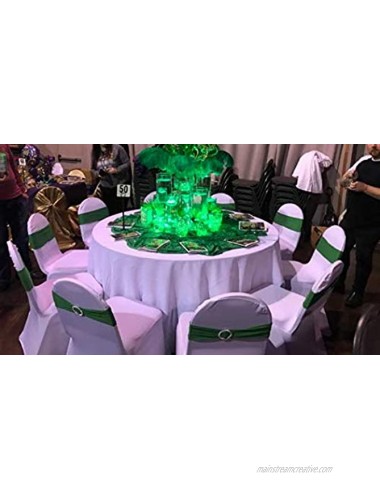 Joe&Lory 10 PCS Green Stretch Spandex Chair Sashes Bands with Buckle Slider Sashes Bowfor Wedding Party Decoration Soft Sashes