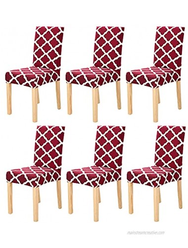 Koishu 6 Pack Stretch Dining Chair Slipcovers Soft Removable Washable Dining Chair Covers Protector for Dinning Room Hotel Wedding Party Red