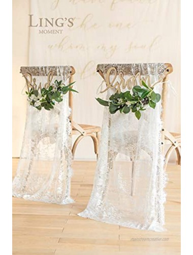 Ling’s Moment Wedding Chair Signs Wedding Reception Chair Decor Bride and Groom Chair Signs Set of 2 Floral Wedding Decorations Rustic Boho