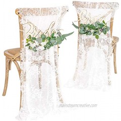 Ling’s Moment Wedding Chair Signs Wedding Reception Chair Decor Bride and Groom Chair Signs Set of 2 Floral Wedding Decorations Rustic Boho