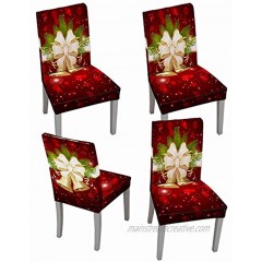 Muuyi Chair Cover Stretch Chairs Slipcovers Seat Slipcover Christmas Furniture Protector for Dining Room Ceremony Hotel ChrismasBell 4Pack