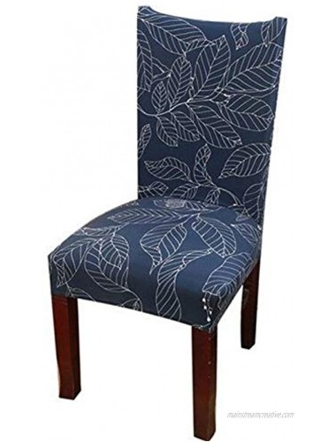Printed Dining Chair Slipcovers Removable Washable Soft Spandex Stretch Chair Covers Banquet Chair Seat Protector Slipcover for Kitchen Home Hotel Set of 6 Blue Leaves