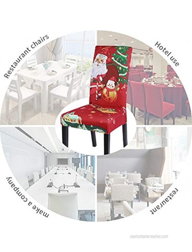 SearchI Christmas Dining Chair Covers Set of 6,Stretch Xmas Parsons Chair Slipcovers Seat Protector Washable Spandex Kitchen Chair Cover for Dining Room,Christmas Decoration,Holiday PartySanta Claus