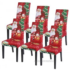 SearchI Christmas Dining Chair Covers Set of 6,Stretch Xmas Parsons Chair Slipcovers Seat Protector Washable Spandex Kitchen Chair Cover for Dining Room,Christmas Decoration,Holiday PartySanta Claus