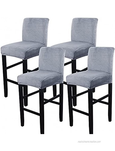 SearchI Stretch Bar Stool Covers Set of 4 Stretch Removable Washable Velvet Bar Stool Chair Covers Counter Height Chairs Covers for Kitchen Dining Room Cafe Furniture