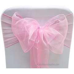 Set of 10 Chair Bows Sashes Tie Back Decorative Item Cover ups For Wedding Reception Events Banquets Chairs Decoration Baby Pink